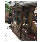 Wood china hutch 2-pieces, no shelves, approx 7