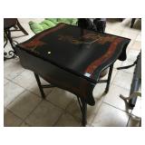 Wood table w/fall leaves sides, approx 3 ft long