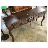 Wood hall table, has some wax on top, approx 5 ft