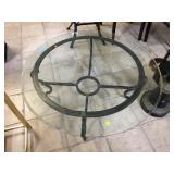 Glass top coffee table w/metal base, approx 3.5