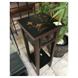 Hand painted wood plant stand, approx 3 ft tall