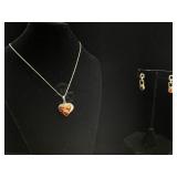 Set of sterling necklace and earrings. 18 in, TW