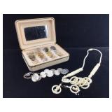 Vintage Germany coin bracelet, small jewelry box