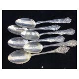 Six Sterling large souvenir spoons 110.2 g