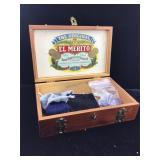 Tobacco box with amethyst stones, costume jewelry