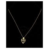 14k Gold heart cross 10k necklace 1.2g TW