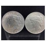 2- Silver Peace Dollars