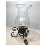 Glass and metal table centerpiece.