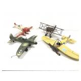 Metal and wood airplane decor.