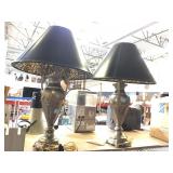 Pair of Metal Lamps with shades