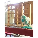 Wood display shelves and fan