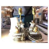 Pair of Capodimonte lamps with shades