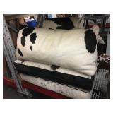 Cow hide pillow set, one has a hole on the side