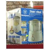 Steam and mash in box.