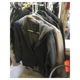 Assorted jackets different sizes, rack not incl.