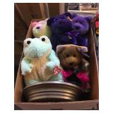 Box of Beanie babies and more