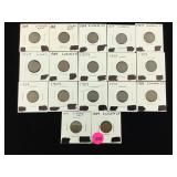 1909 Wheat pennies lot of 17 cased