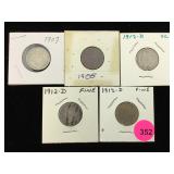 3-1912 D KEY DATES V nickles   PLUS