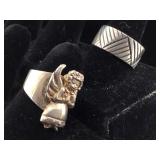 Two Sterling rings one with angel design and