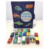 Vintage miniature car collectors case with cars