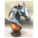 Patina sapphire horse bust figure NiB.