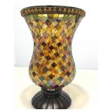 Large party lite mosaic style hurricane lamp.