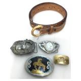 Assorted Equestrian theme belt buckles and more.