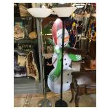 Pair of metal floor lamps, approx 6 ft tall