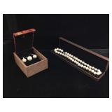 Sterling set of seashell pearls necklace,