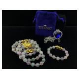 Jadeite stretch bracelets and titanic heart