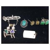 Assorted sterling pendants and earrings with