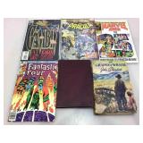 Assorted comics and Vintage books.