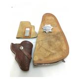 Assorted leather holsters