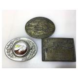 3 Belt Buckles (Gold Mine - Budweiser - Eagle)