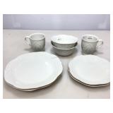 Lenox French Pearl white pattern mugs, bowls and