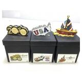 Assorted Art form trinket boxes  New years, USA,