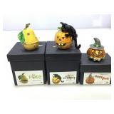 Assorted Art form trinket boxes  Halloween. Pear.