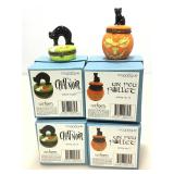 NIB. Art form trinket boxes. Cats, pumpkin.