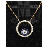 Sterling necklace with circle pendant. 18 in