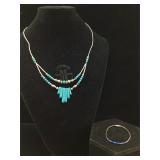 Set of sterling necklace and bracelet with