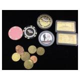 Assorted coins, tokens and more