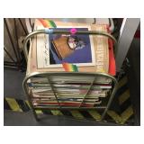 Assorted magazines on metal rack