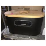 New Mindful design black breadbox w/bamboo