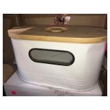 New Mindful design white breadbox w/bamboo cutting