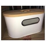 NIB Mindful design white breadbox w/bamboo