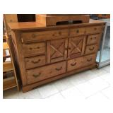 Wood dresser small doors. Approx 6 feet long