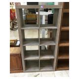 Grey solid wood organizer shelf. Approx 4 feet