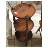 Vintage wood three tier side table