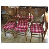 Five wood chairs