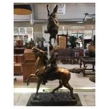 F. Remington Buffalo Signal bronze sculpture,